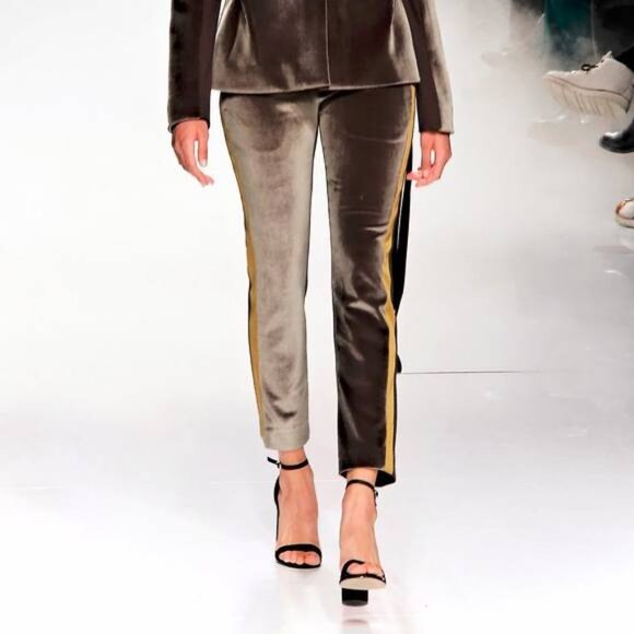 UNTTLD AW/18 Rafael Green Velvet Satin-Trim Trousers - Picture 1 of 9